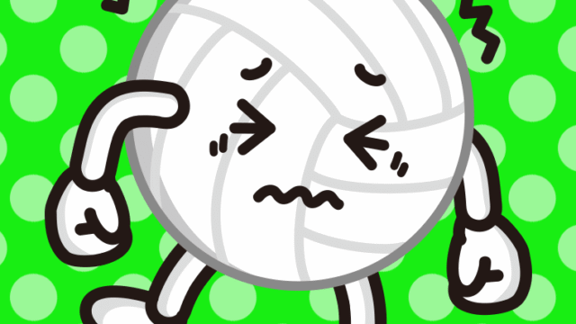 ブルブル震えるバレーボールちゃんのイラスト【色、背景あり】PNG