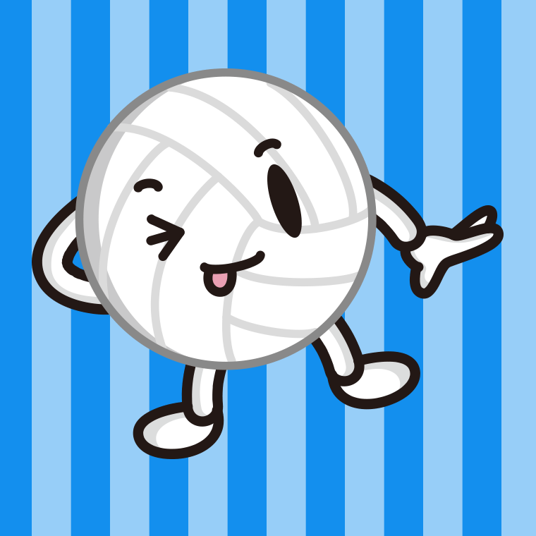 テヘヘなバレーボールちゃんのイラスト【色、背景あり】PNG