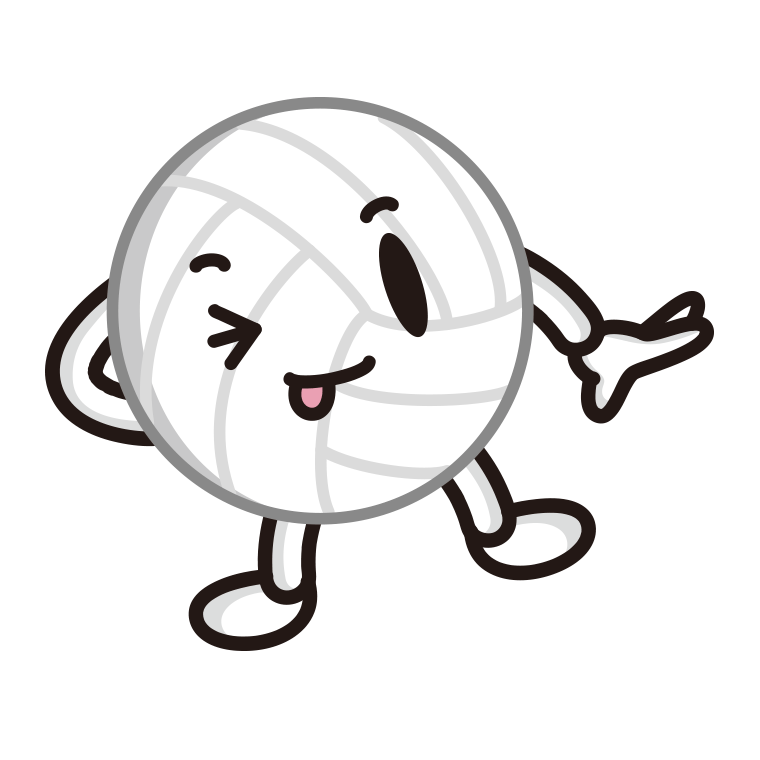 テヘヘなバレーボールちゃんのイラスト【色あり、背景なし】透過PNG