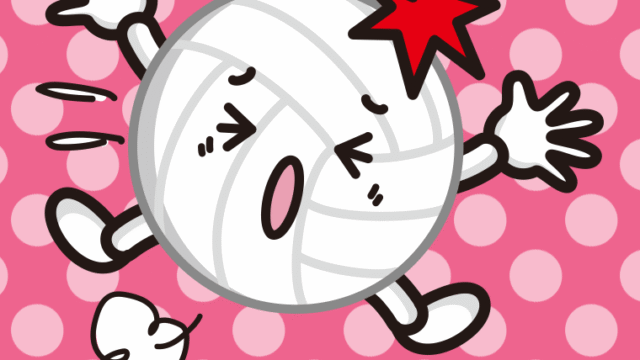 ぶつかるバレーボールちゃんのイラスト【色、背景あり】PNG