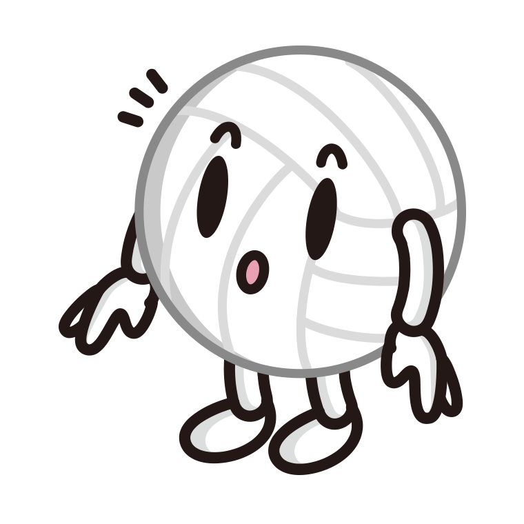 何かに気付くバレーボールちゃんのイラスト【色あり、背景なし】透過PNG