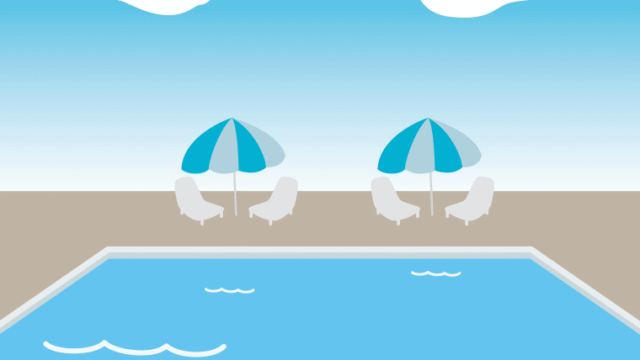 プールのイラスト【色、背景あり】PNG