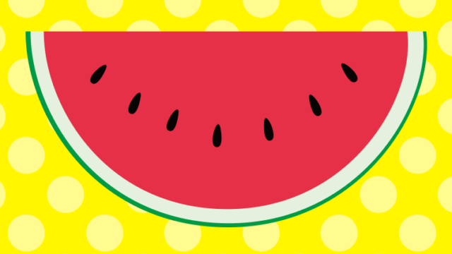 スイカのイラスト【色、背景あり】PNG