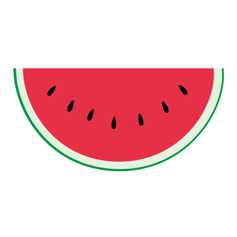 スイカのイラスト【色あり、背景なし】透過PNG