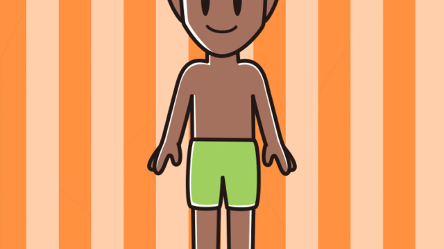 日焼けした水着の男性のイラスト【色、背景あり】PNG