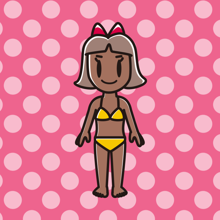 日焼けした水着の小学生女子のイラスト【色、背景あり】PNG
