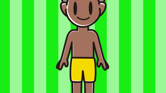 日焼けした水着の男子中学生のイラスト【色、背景あり】PNG