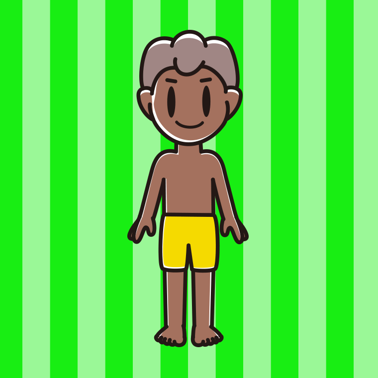 日焼けした水着の男子中学生のイラスト【色、背景あり】PNG