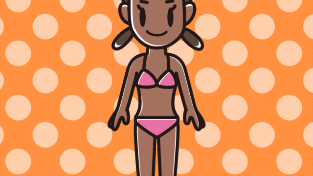 日焼けした水着の女子中学生のイラスト【色、背景あり】PNG