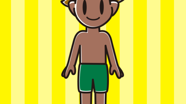 日焼けした水着の男子高校生のイラスト【色、背景あり】PNG