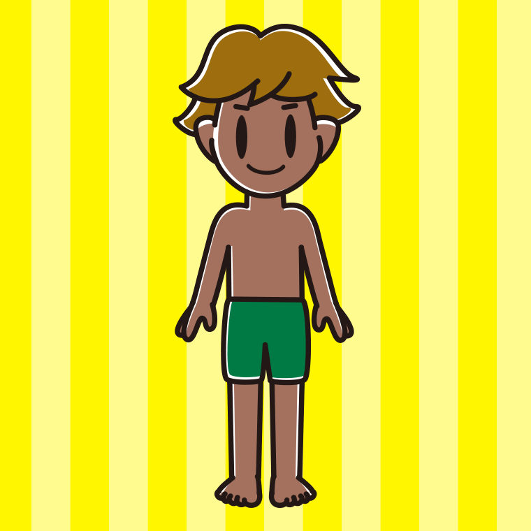 日焼けした水着の男子高校生のイラスト【色、背景あり】PNG