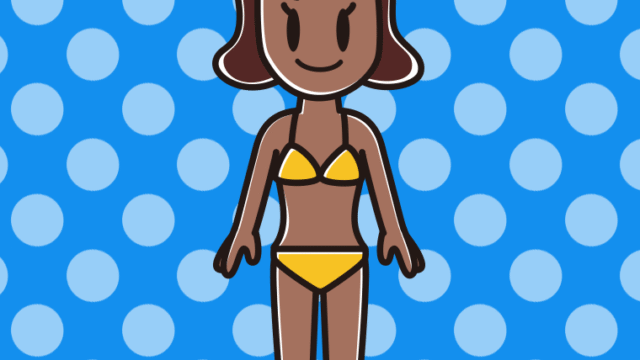 日焼けした水着の女子高校生のイラスト【色、背景あり】PNG