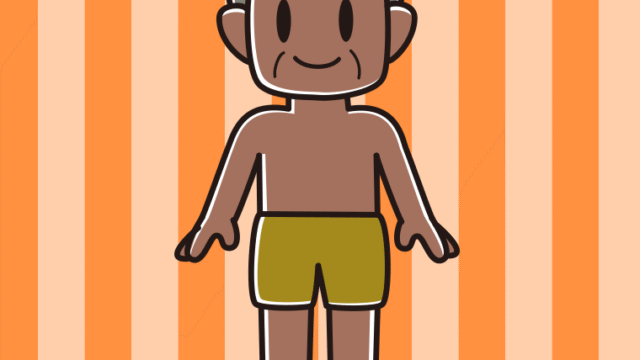 日焼けした水着のおじさんのイラスト【色、背景あり】PNG