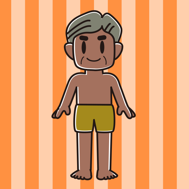 日焼けした水着のおじさんのイラスト【色、背景あり】PNG