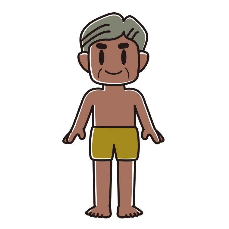 日焼けした水着のおじさんのイラスト【色あり、背景なし】透過PNG