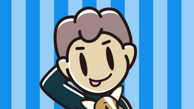 犬を抱いてテヘヘな男子中学生のイラスト【色、背景あり】PNG