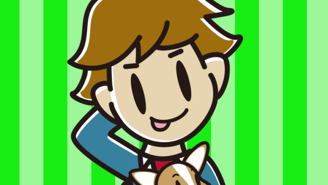 犬を抱いてテヘヘな男子高校生のイラスト【色、背景あり】PNG