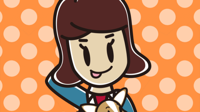 犬を抱いてテヘヘな女子高校生のイラスト【色、背景あり】PNG