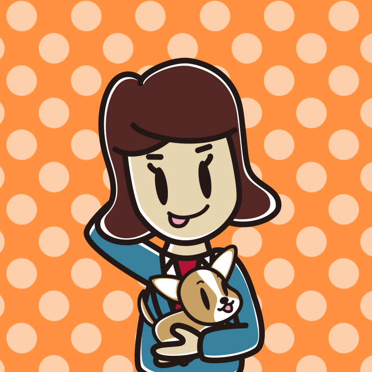 犬を抱いてテヘヘな女子高校生のイラスト【色、背景あり】PNG