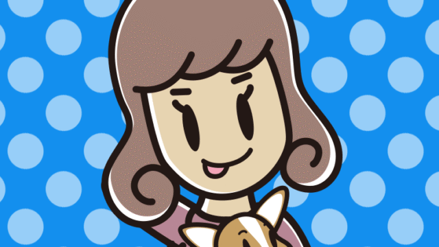 犬を抱いてテヘヘな女子大学生のイラスト【色、背景あり】PNG