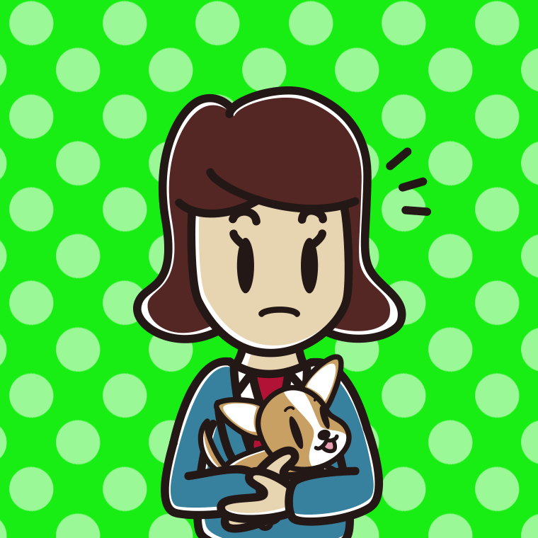 犬を抱いて何かに気付く女子高校生のイラスト【色、背景あり】PNG
