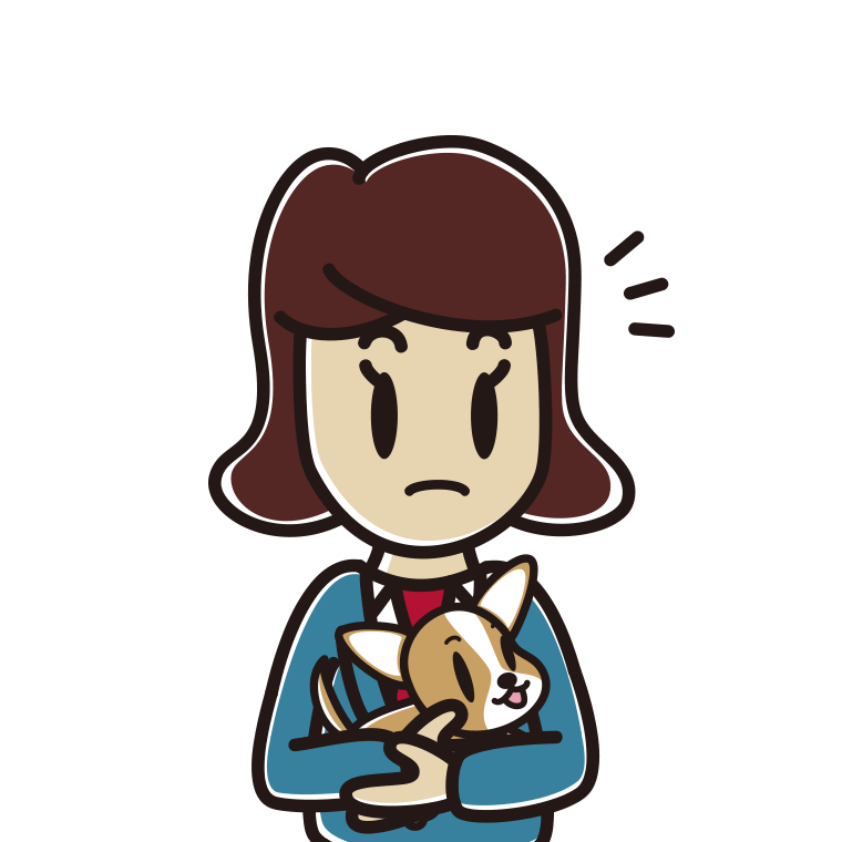 犬を抱いて何かに気付く女子高校生のイラスト【色あり、背景なし】透過PNG