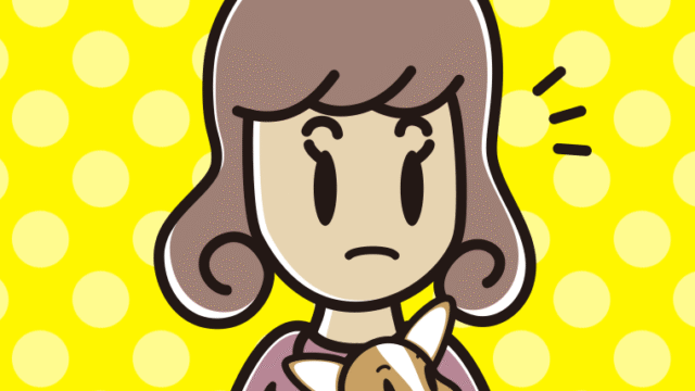 犬を抱いて何かに気付く女子大学生のイラスト【色、背景あり】PNG