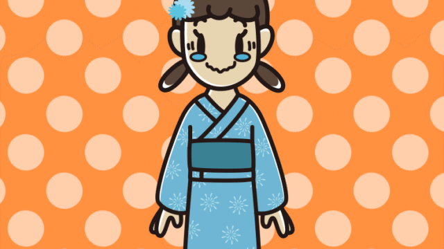 ジーンとする浴衣姿の女子中学生のイラスト【色、背景あり】PNG