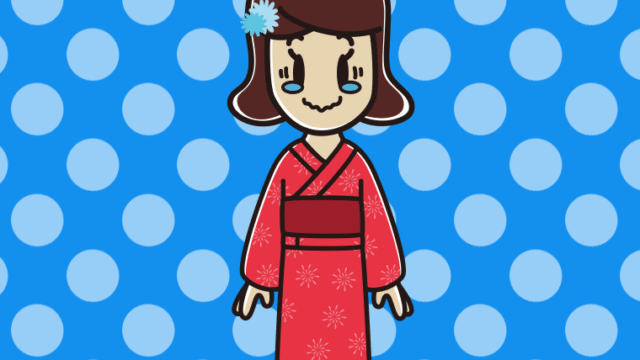 ジーンとする浴衣姿の女子高校生のイラスト【色、背景あり】PNG