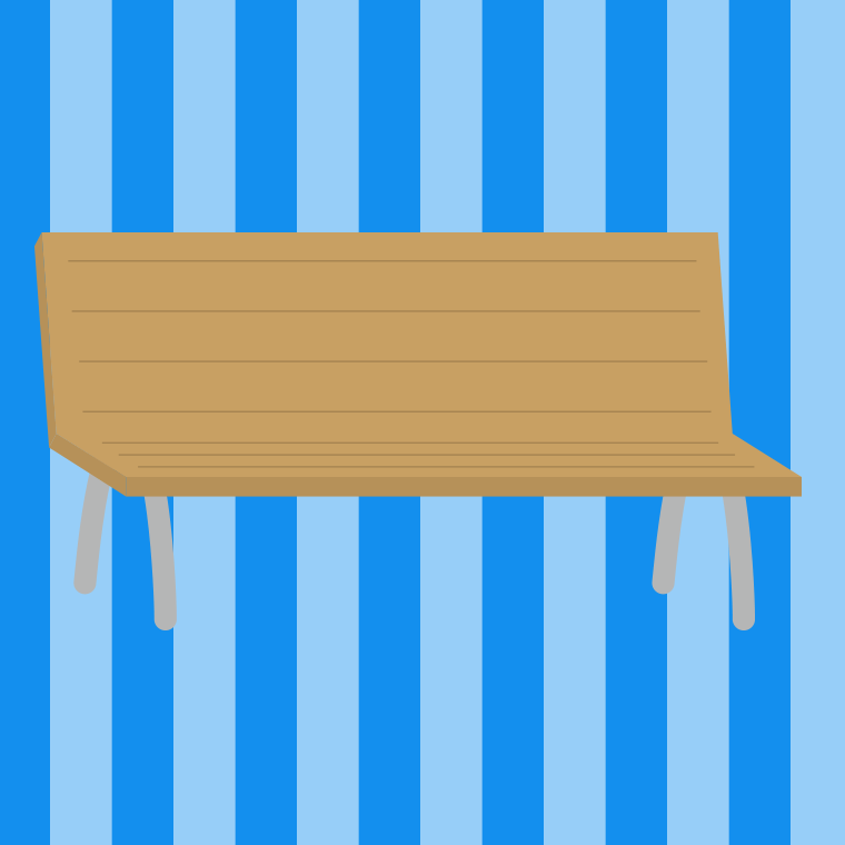 ベンチのイラスト【色、背景あり】PNG