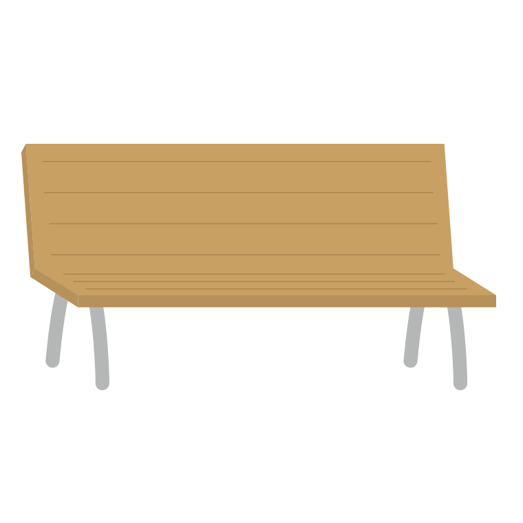 ベンチのイラスト【色あり、背景なし】透過PNG
