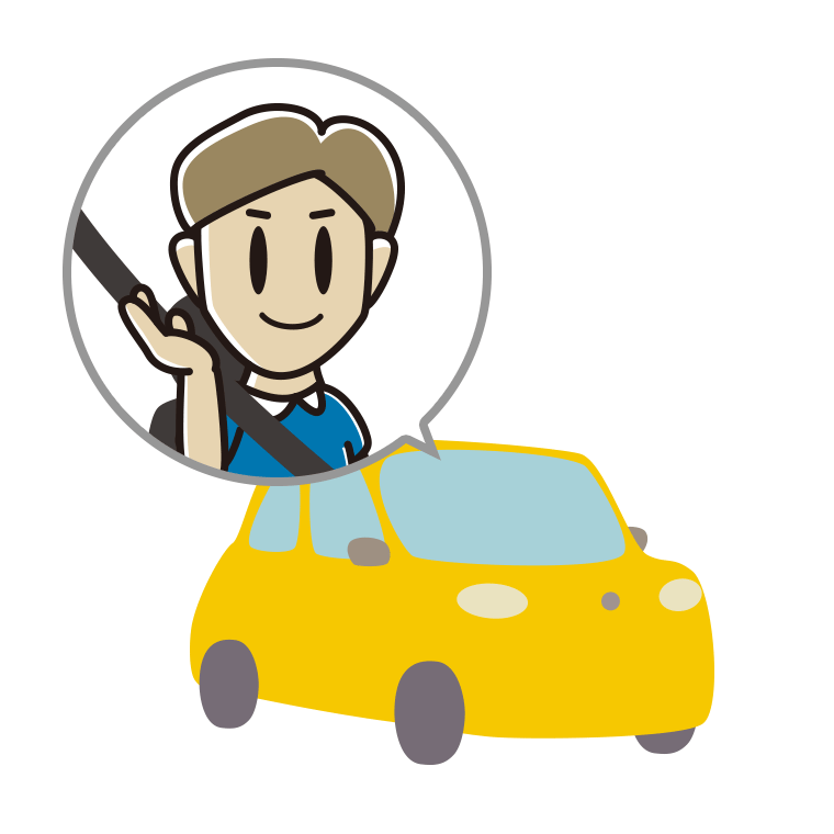 車で案内する男性のイラスト【色あり、背景なし】透過PNG