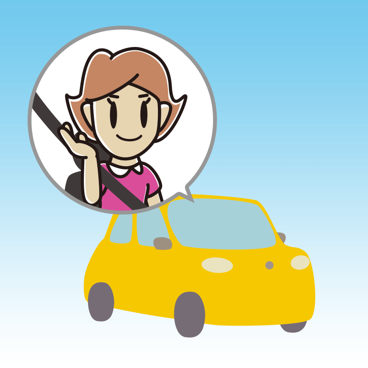 車で案内する女性のイラスト【色、背景あり】PNG