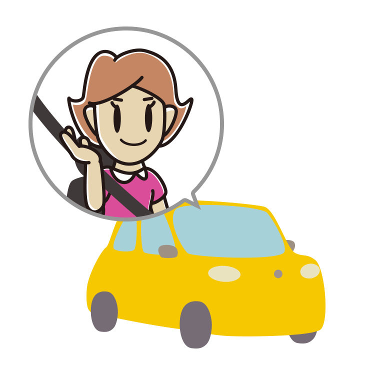車で案内する女性のイラスト【色あり、背景なし】透過PNG