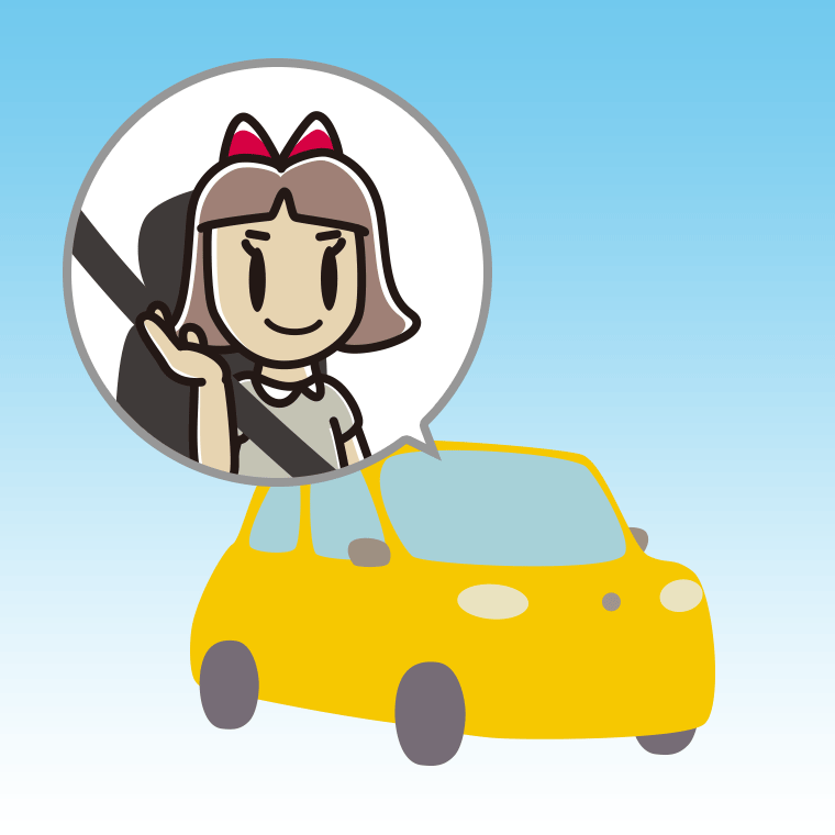 車で案内する小学生女子のイラスト【色、背景あり】PNG