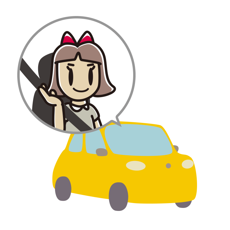 車で案内する小学生女子のイラスト【色あり、背景なし】透過PNG