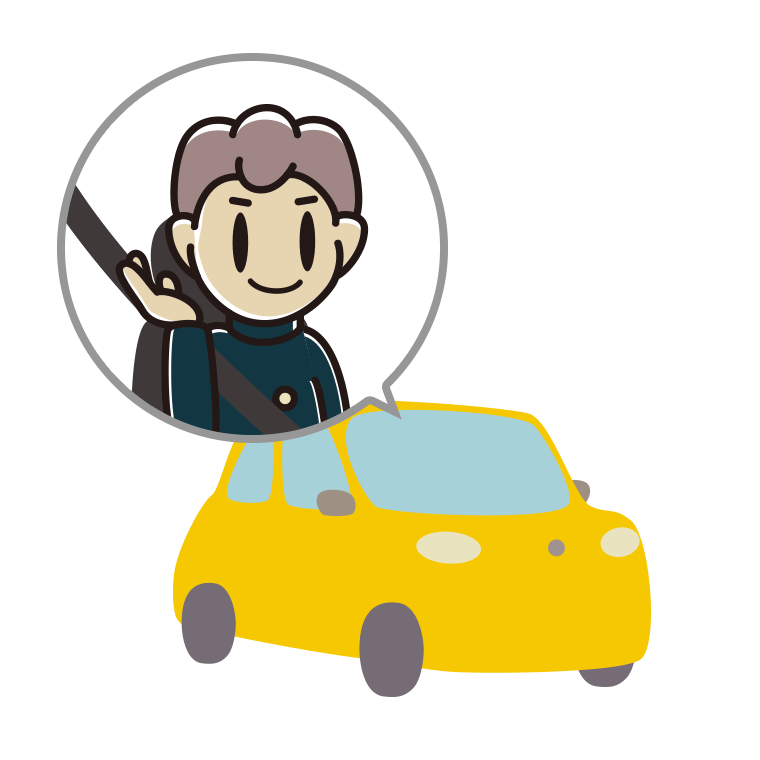 車で案内する男子中学生のイラスト【色あり、背景なし】透過PNG