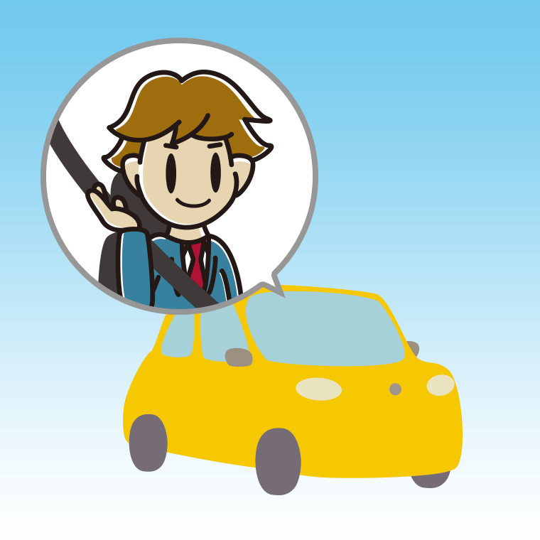 車で案内する男子高校生のイラスト【色、背景あり】PNG