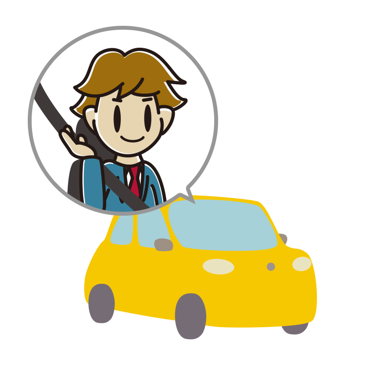 車で案内する男子高校生のイラスト【色あり、背景なし】透過PNG