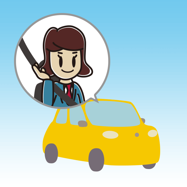 車で案内する女子高校生のイラスト【色、背景あり】PNG