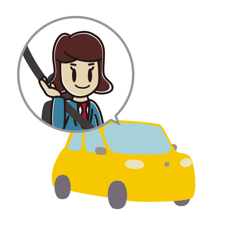 車で案内する女子高校生のイラスト【色あり、背景なし】透過PNG