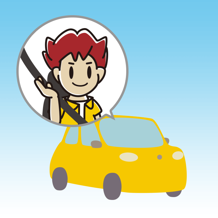 車で案内する男子大学生のイラスト【色、背景あり】PNG