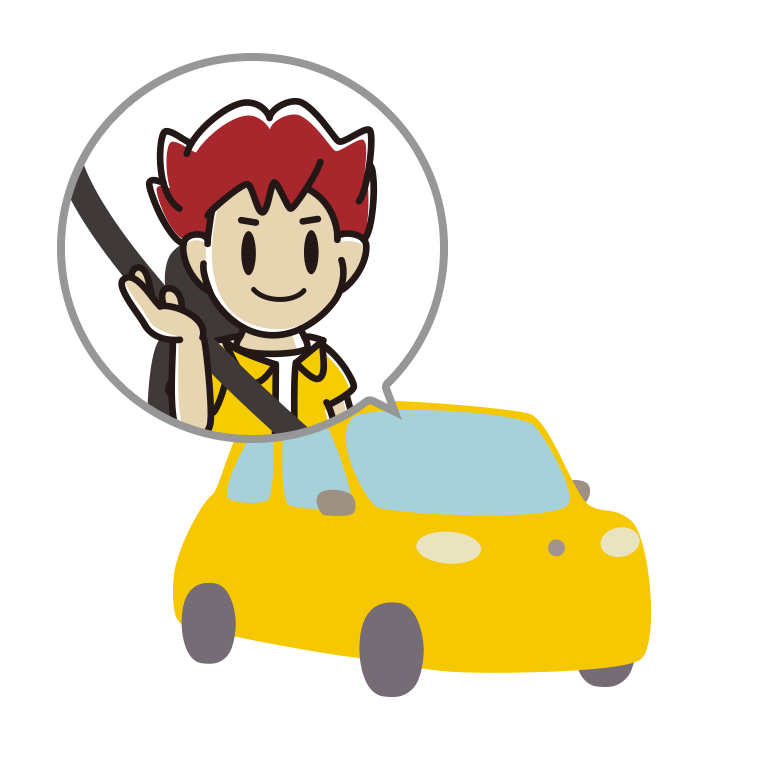 車で案内する男子大学生のイラスト【色あり、背景なし】透過PNG