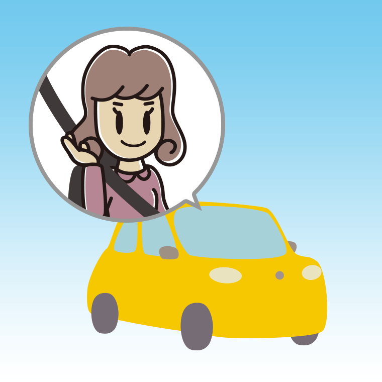 車で案内する女子大学生のイラスト【色、背景あり】PNG