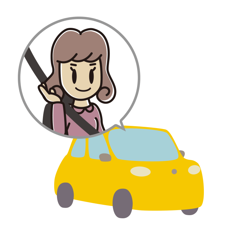 車で案内する女子大学生のイラスト【色あり、背景なし】透過PNG