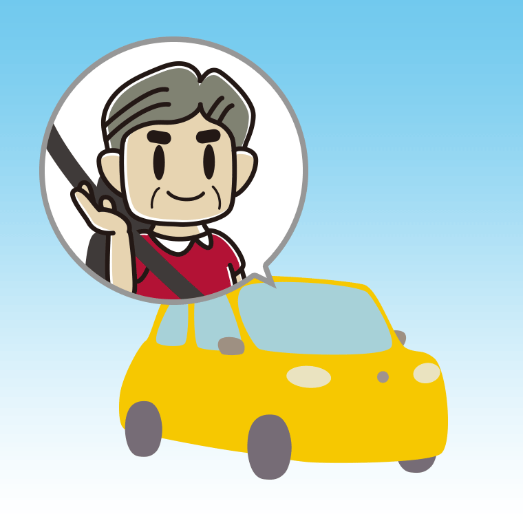 車で案内するおじさんのイラスト【色、背景あり】PNG