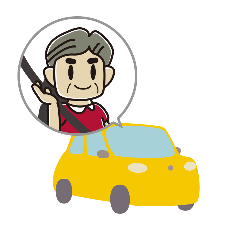 車で案内するおじさんのイラスト【色あり、背景なし】透過PNG
