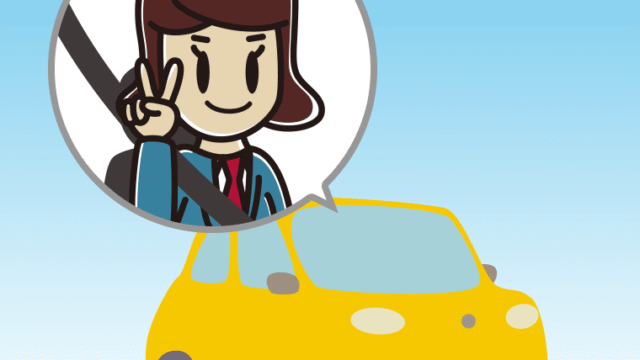 車でピースをする女子高校生のイラスト【色、背景あり】PNG