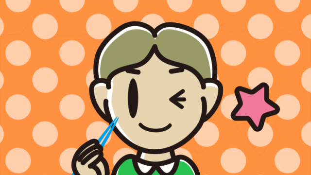 食事中にウインクする小学生男子のイラスト【色、背景あり】PNG