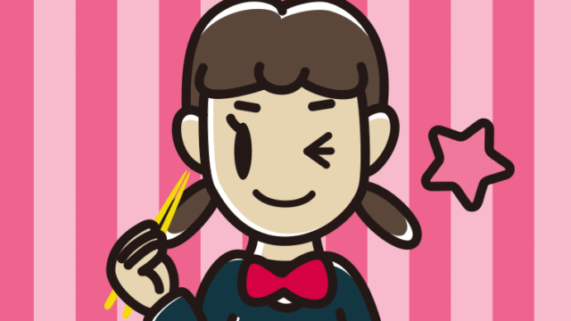 食事中にウインクする女子中学生のイラスト【色、背景あり】PNG